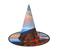 GUOLGP Blue Ridge Mountains Print Stylish Halloween Witch Hat For Parties Carnivals And Cosplay Lightweight Foldable