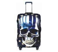 GUOLGP Blue Stripe Stars Skull Print Concealed Zipper Decorative Suitcase Cover Washable Travel Luggage Protector