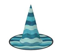 GUOLGP Blue Wave Stripe Print Stylish Halloween Witch Hat For Parties Carnivals And Cosplay Lightweight Foldable