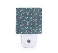 GUOLGP Bones and Dog Claws Print Night Light for Bedroom Kids Room Bathroom Nightlight Dorm Home Decor Lighting