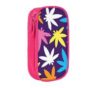 GUOLGP Bright Colorful Weed Pattern Print Functional Pencil Pouches Multi-Compartment Storage School Supplies Easy Access