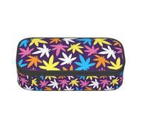 GUOLGP Bright Colorful Weed Pattern Print Stylish Large Capacity Pencil Case Spacious Study Pen Pouch School Supplies Travel