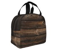 GUOLGP Brown Wooden Print Adult Insulated Lunch Bag Functionality Practicality Extended Periods Temperature
