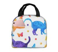 GUOLGP Butterfly Polka dot and cat Print Students Lightweight Insulated Lunch Bag School Thermal Tote Work Picnic Travel