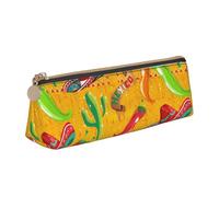 GUOLGP Cactus Hat and Chili Pepper Print Stylish Pencil Case Large Capacity 8.3 x 2.2 x 2.4In Triangle Pouch Daily Essentials
