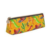 GUOLGP Cactus Hat and Chili Pepper Print Stylish Pencil Case Large Capacity 8.3 x 2.2 x 2.4In Triangle Pouch Daily Essentials