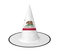 GUOLGP California State Flag Print Stylish Halloween Witch Hat For Parties Carnivals And Cosplay Lightweight Foldable