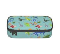 GUOLGP Cartoon Dinosaur Images Print Stylish Large Capacity Pencil Case Spacious Study Pen Pouch School Supplies Travel
