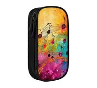 GUOLGP Colorful Music Notes Print Functional Pencil Pouches Multi-Compartment Storage School Supplies Easy Access