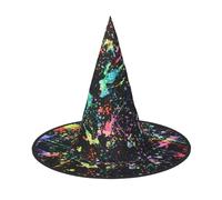 GUOLGP Colorful Paint-Standard Print Stylish Halloween Witch Hat For Parties Carnivals And Cosplay Lightweight Foldable