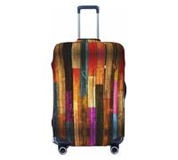 GUOLGP Colorful Painted Wood Print Universal Suitcase Cover Elastic Washable Travel Luggage Cover with Double Sided