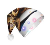 GUOLGP Cookies Food Chocolate Chips Biscuits Print Men Women Led Christmas Hat For Festive Party Santa Hats Supplies Celebrations