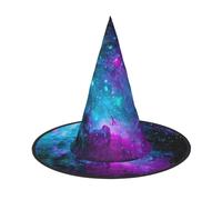 GUOLGP Cool Star River Print Stylish Halloween Witch Hat For Parties Carnivals And Cosplay Lightweight Foldable