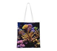 GUOLGP Coral Reef Print Easy-Fold Portable Bag Canvas Shopping Bags Lightweight Eco-Friendly All Seasons