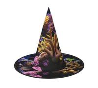 GUOLGP Coral Reef Print Stylish Halloween Witch Hat For Parties Carnivals And Cosplay Lightweight Foldable