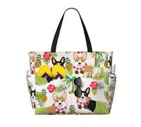 GUOLGP Corgi Hawaiian Tropical Summer Pineapple Print Stylish Bag Waterproof Tote Multi-Pockets Foldable Lightweight Outdoor Adventures