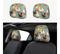 GUOLGP cute chicken walking Print Car Headrest Cover Soft Seat Cushion Comfort Neck Pillow Travel Driver Accessory