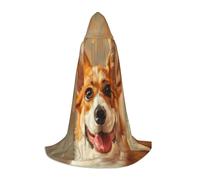 GUOLGP Cute Corgi Print Halloween Hooded Cloak Men Women Teens Wizard Robe For Christmas Costume Carnival
