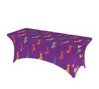 GUOLGP Cute Dachshound Dogs Print Portable Rectangular Elastic Table Cover Fits Large Rectangular Parties Weddings
