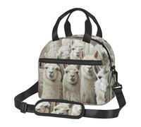 GUOLGP Cute Llama Print Student Insulated Lunch Bag School Adjustable Shoulder Strap Work Travel Picnic