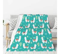 GUOLGP Cute White Llama And Cactus Print Flannel Blanket Lightweight Comfort All-Season Gift For Home Camping Travel Holiday