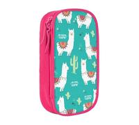 GUOLGP Cute White Llama and Cactus Print Functional Pencil Pouches Multi-Compartment Storage School Supplies Easy Access