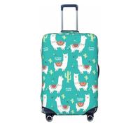 GUOLGP Cute White Llama and Cactus Print Universal Suitcase Cover Elastic Washable Travel Luggage Cover with Double Sided