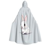 GUOLGP Cute White Rabbit Print Men And Women Adult Hooded Cloak For Halloween Christmas Carnival Theme Parties