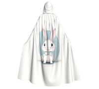 GUOLGP Cute White Rabbit Print Print Men And Women Adult Hooded Cloak For Halloween Christmas Carnival Theme Parties