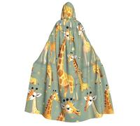 GUOLGP Cute Wild Cartoon Giraffes Print Men And Women Adult Hooded Cloak For Halloween Christmas Carnival Theme Parties