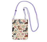 GUOLGP Dachshund Floral Print Phone Crossbody Bag Fashion Slim Lightweight for Travel Running Hiking Shopping