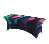 GUOLGP Dark Northern Lights Print Portable Rectangular Elastic Table Cover Fits Large Rectangular Parties Weddings