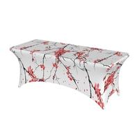 GUOLGP delicate cherry blossoms Print Portable Rectangular Elastic Table Cover Fits Large Rectangular Parties Weddings