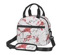 GUOLGP Delicate Cherry Blossoms Print Student Insulated Lunch Bag School Adjustable Shoulder Strap Work Travel Picnic