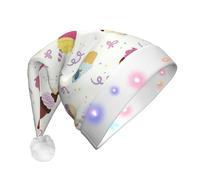 GUOLGP Delicious Cupcakes Print Men Women Led Christmas Hat For Festive Party Santa Hats Supplies Celebrations