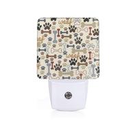 GUOLGP Dog Bones Paw Print Night Light for Bedroom Kids Room Bathroom Nightlight Dorm Home Decor Lighting