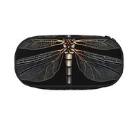 GUOLGP Dragonfly Black Print School Students Zipper Pouch Pencil Case Office Supplies Functionality Storage