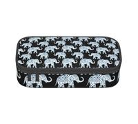 GUOLGP Elephant-Blue Black Print Stylish Large Capacity Pencil Case Spacious Study Pen Pouch School Supplies Travel