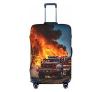 GUOLGP Firefighter Fireman Flame Print Concealed Zipper Decorative Suitcase Cover Washable Travel Luggage Protector
