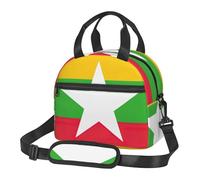 GUOLGP Flag of Myanmar Print Student Insulated Lunch Bag School Adjustable Shoulder Strap Work Travel Picnic