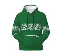 GUOLGP Flag Of Saudi Arabia Print Men'S Hoodie For Winter Autumn And Spring Casual Wear With Pockets Soft Pullover Black