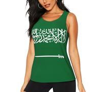 GUOLGP Flag of Saudi Arabia Print Trendy Women's Workout Tank Top Summer Outdoor Fitness Camping Yoga Casual Outings Black