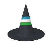 GUOLGP Flag Of The Republic Of Uzbekistan Print Stylish Halloween Witch Hat For Parties Carnivals And Cosplay Lightweight Foldable