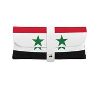 GUOLGP Flag Of The Syrian Arab Republic Print Daily Use Sunglasses Case Soft Eyeglass Pouch With Strap For Women Travel Reading