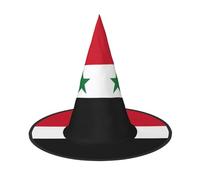 GUOLGP Flag Of The Syrian Arab Republic Print Stylish Halloween Witch Hat For Parties Carnivals And Cosplay Lightweight Foldable