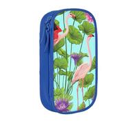 GUOLGP Flamingo Love Flowers Print Functional Pencil Pouches Multi-Compartment Storage School Supplies Easy Access