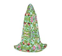 GUOLGP Flamingo Love Flowers Print Halloween Hooded Cloak Men Women Teens Wizard Robe For Christmas Costume Carnival
