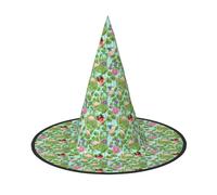 GUOLGP Flamingo Love Flowers Print Stylish Halloween Witch Hat For Parties Carnivals And Cosplay Lightweight Foldable