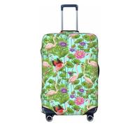 GUOLGP Flamingo Love Flowers Print Universal Suitcase Cover Elastic Washable Travel Luggage Cover with Double Sided