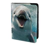 GUOLGP Funny Animal Dolphin Print Stylish Unisex Passport Travel Family Vacation Document Wallet Lightweight Secure